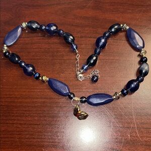 Elegant Blue Beaded Necklace with Charm FREE WITH PURCHASE